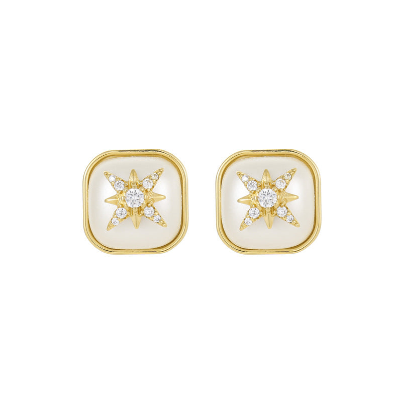 2025 French Geometric Star Pearl Earrings: Retro, Light Luxury, High-End