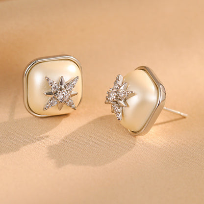 2025 French Geometric Star Pearl Earrings: Retro, Light Luxury, High-End