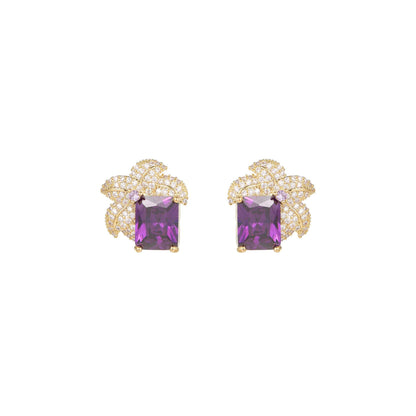 2025 S925 Silver Needle Earrings: Light Luxury, High-End, Super Flash Square Zircon